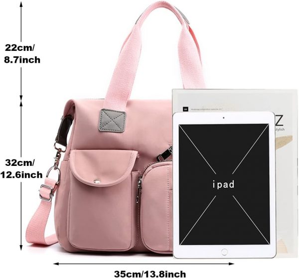 SHIFANQI Tote Bags for Women Stylish Nylon Ladies Shoulder Bag Top Handle Handbag Multi Pockets Work Totes Water Resistant Travel Crossbody Messenger Bag - Image 4