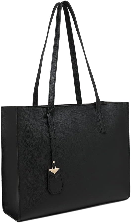 MORGLOVE Women's Tote Bag Large Handbag Soft Leather Simple Shoulder Bag with Zipper for School Work Leisure (A-Black) - Image 8