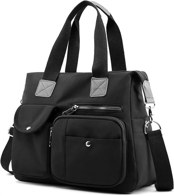 SHIFANQI Tote Bags for Women Stylish Nylon Ladies Shoulder Bag Top Handle Handbag Multi Pockets Work Totes Water Resistant Travel Crossbody Messenger Bag