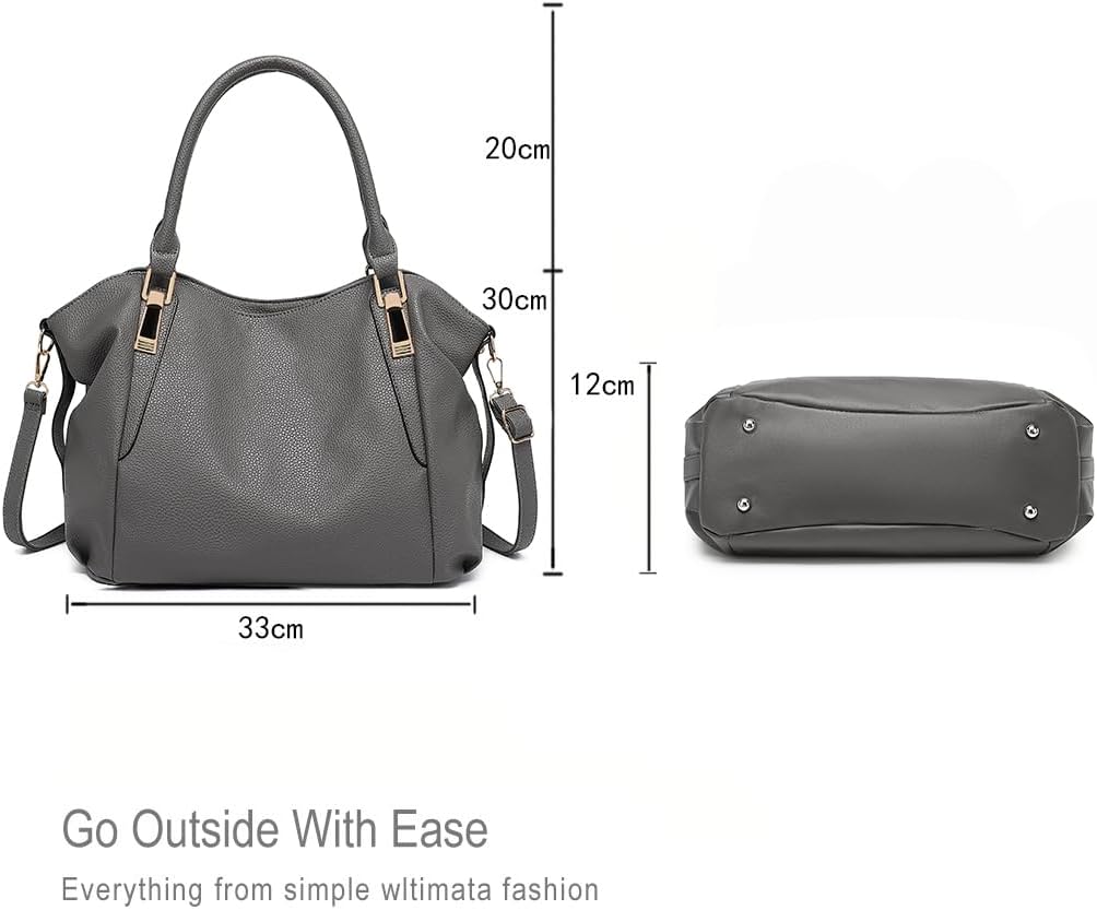 Miss Lulu Women Tote Bag, Soft PU Leather Shoulder Bag, Fashion Large Handbag for Working Ladies, Simple Elegant for Office Travel School Library Shopping - Image 5