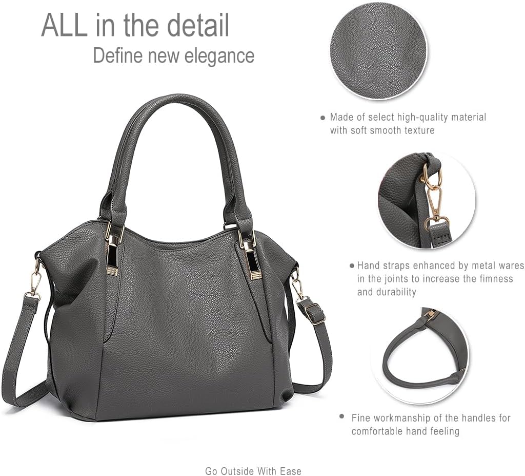 Miss Lulu Women Tote Bag, Soft PU Leather Shoulder Bag, Fashion Large Handbag for Working Ladies, Simple Elegant for Office Travel School Library Shopping - Image 2