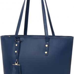 MORGLOVE Women's Handbags Soft Faux Leather Large Tote Bags Large Capacity Ladies School Work Bags with Zip Blue