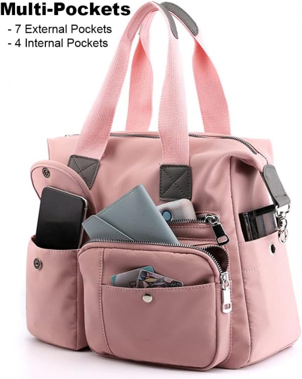 SHIFANQI Tote Bags for Women Stylish Nylon Ladies Shoulder Bag Top Handle Handbag Multi Pockets Work Totes Water Resistant Travel Crossbody Messenger Bag - Image 5