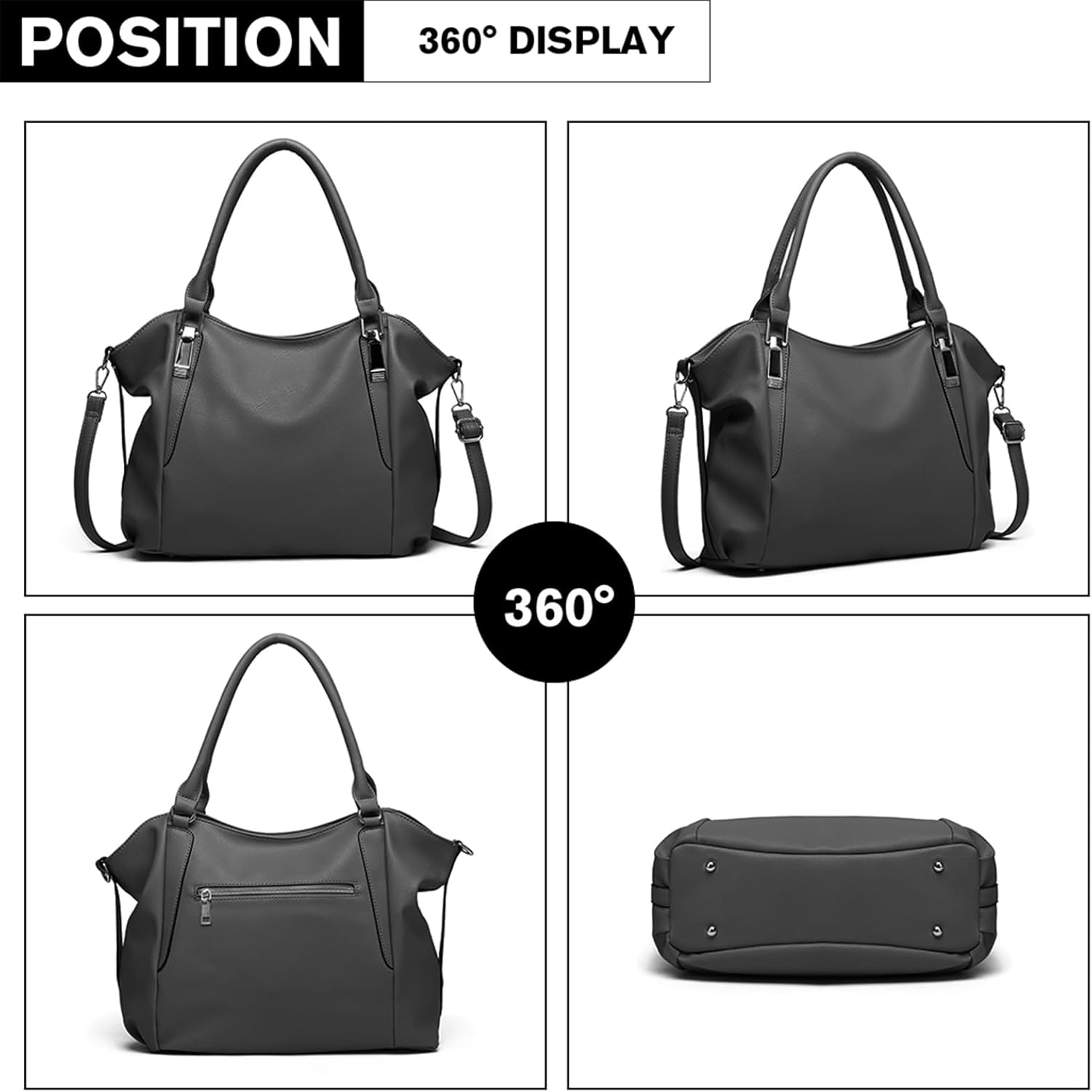 Miss Lulu Women Tote Bag, Soft PU Leather Shoulder Bag, Fashion Large Handbag for Working Ladies, Simple Elegant for Office Travel School Library Shopping - Image 7