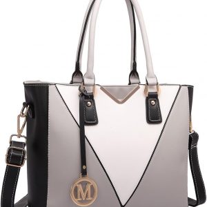 Miss Lulu Handbags for Women Look V-Shape Shoulder Handbag Lightweight Medium Tote Bag PU Leather