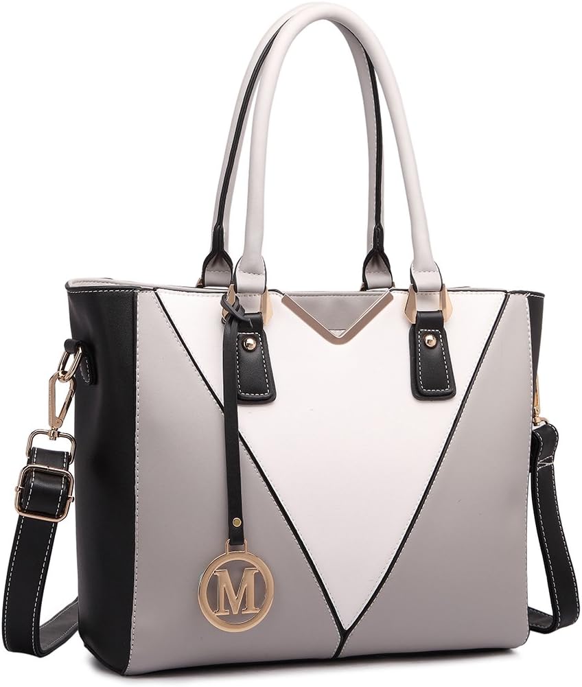 Miss Lulu Handbags for Women Look V-Shape Shoulder Handbag Lightweight Medium Tote Bag PU Leather