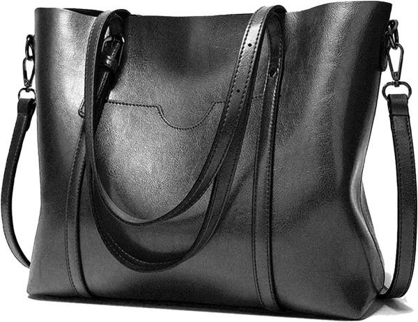 Womens Handbags Soft Leather Large Capacity Retro Vintage Top-Handle Casual Pocket Tote Shoulder Cross-Body Bags Brown - Image 7