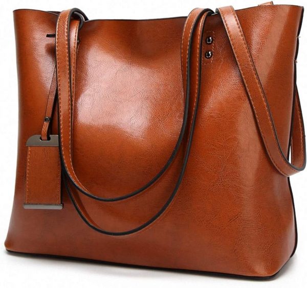 Womens Soft Leather Handbags Large Capacity Retro Vintage Top-Handle Casual Tote Shoulder Bags