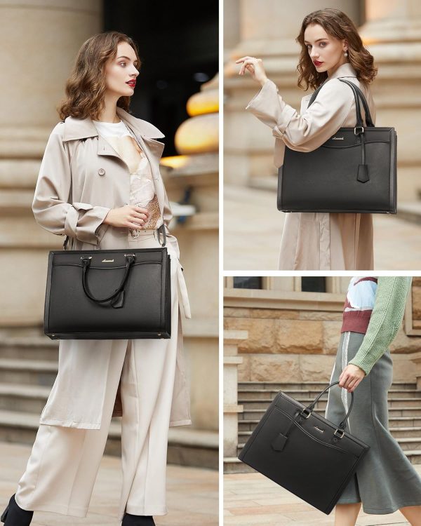 LOVEVOOK Laptop Bags for Women, Ladies Work Tote Bags with Laptop Compartment, Large Women Shoulder Bag Leather Handbags, Womens Shopping Bag for Office Business - Image 7