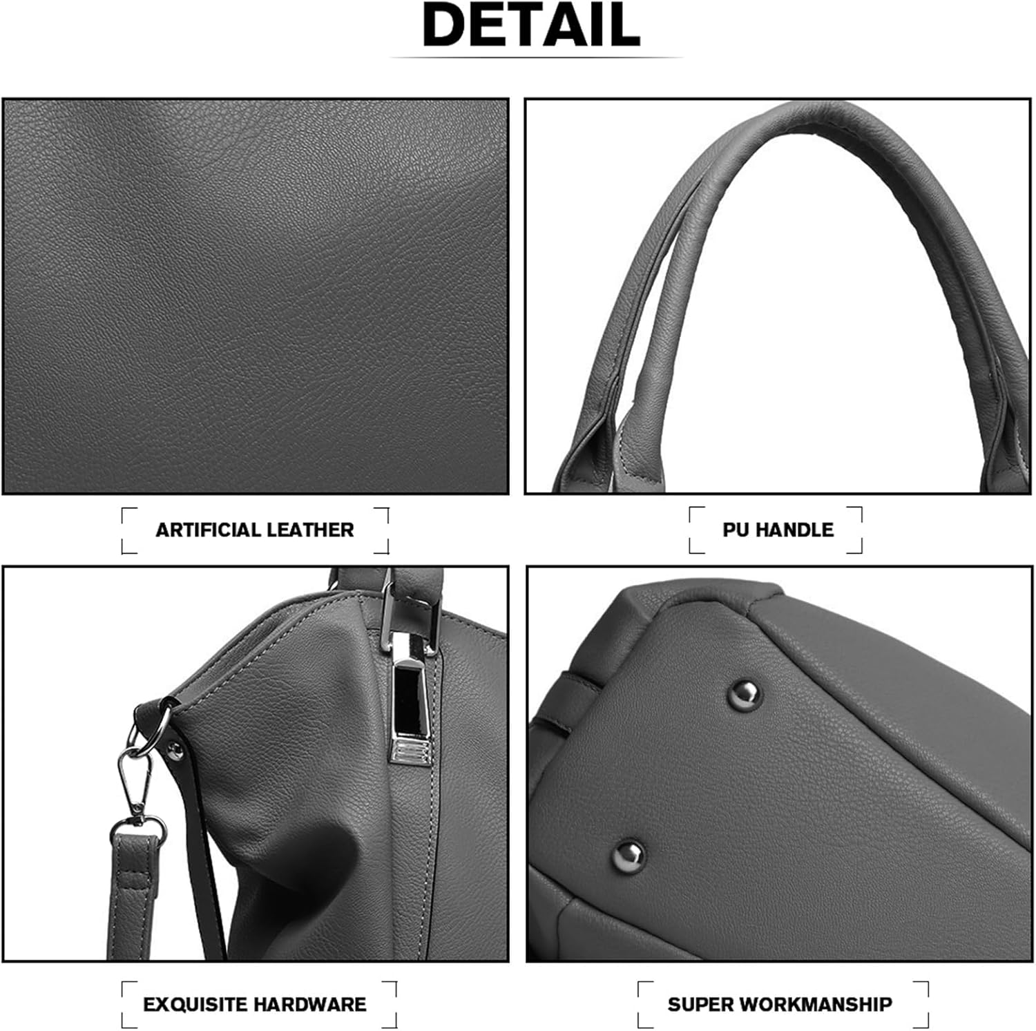 Miss Lulu Women Tote Bag, Soft PU Leather Shoulder Bag, Fashion Large Handbag for Working Ladies, Simple Elegant for Office Travel School Library Shopping - Image 6