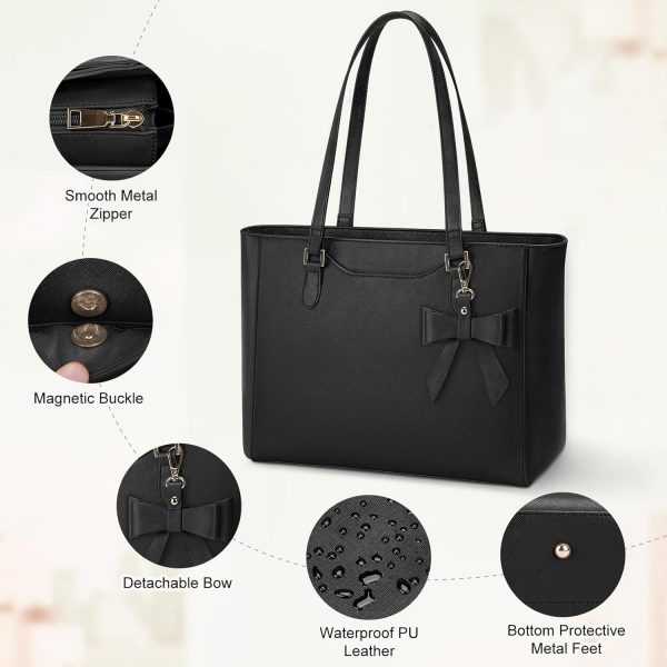 KTMOUW Handbags for Women Large Capacity PU Leather Tote Bags for Women with Zip, Shoulder Bag Ladies Handbag Tote Bag for School Work Travel Shopping Black - Image 5