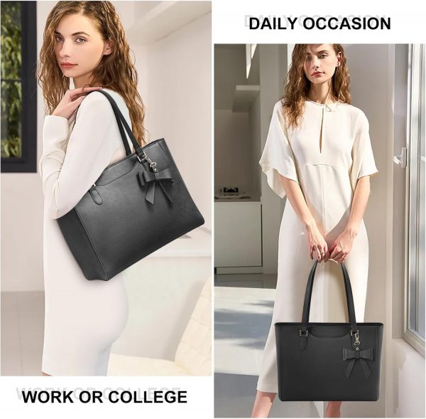 KTMOUW Handbags for Women Large Capacity PU Leather Tote Bags for Women with Zip, Shoulder Bag Ladies Handbag Tote Bag for School Work Travel Shopping Black - Image 6