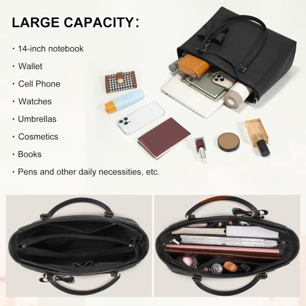 KTMOUW Handbags for Women Large Capacity PU Leather Tote Bags for Women with Zip, Shoulder Bag Ladies Handbag Tote Bag for School Work Travel Shopping Black - Image 3