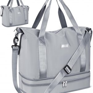 CS COSDDI Travel Duffel Bag, 29L Weekend Bag with Trolley Sleeve, Dry & Wet Seperated Sports Gym Bag Waterproof Bag Carry On Bag for Women Men Weekender Tote Bag Hospital Bag Cabin Bag