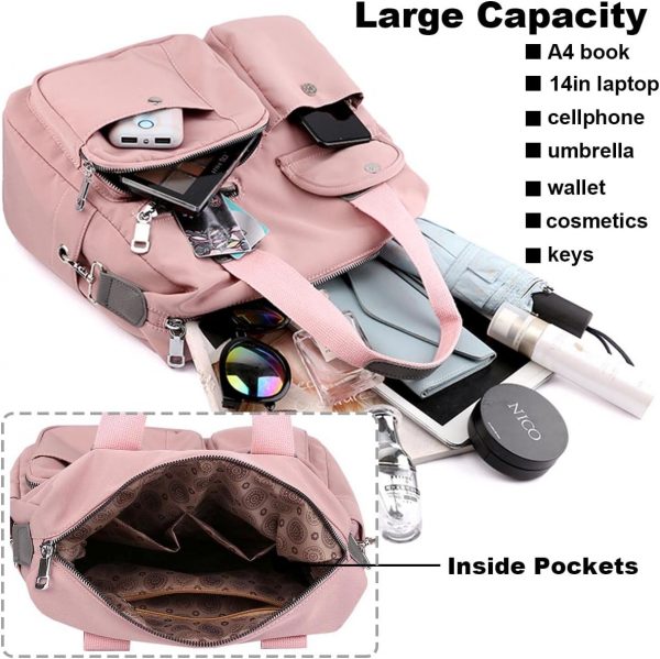 SHIFANQI Tote Bags for Women Stylish Nylon Ladies Shoulder Bag Top Handle Handbag Multi Pockets Work Totes Water Resistant Travel Crossbody Messenger Bag - Image 6