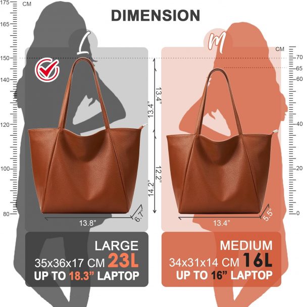 KALIDI Large Tote Bags for Women Ladies Top Handle Handbags PU Leather with Zipper for work,shopping,school,travel - Image 4