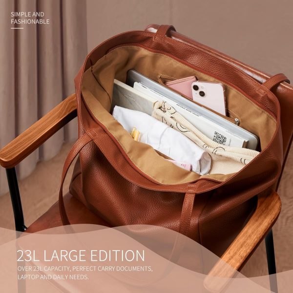KALIDI Large Tote Bags for Women Ladies Top Handle Handbags PU Leather with Zipper for work,shopping,school,travel - Image 5
