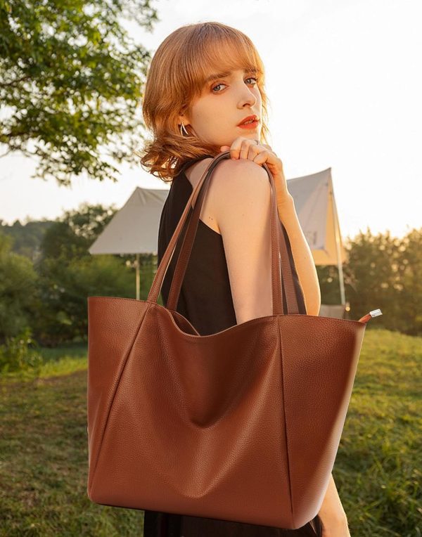 KALIDI Large Tote Bags for Women Ladies Top Handle Handbags PU Leather with Zipper for work,shopping,school,travel - Image 2