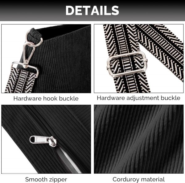 Prite Corduroy Tote Bag for Women with Zipper, Large Capacity Shoulder Bags with Adjustable Strap and Pockets Waterproof Handbag for Work School Shopping Travel College - Image 5