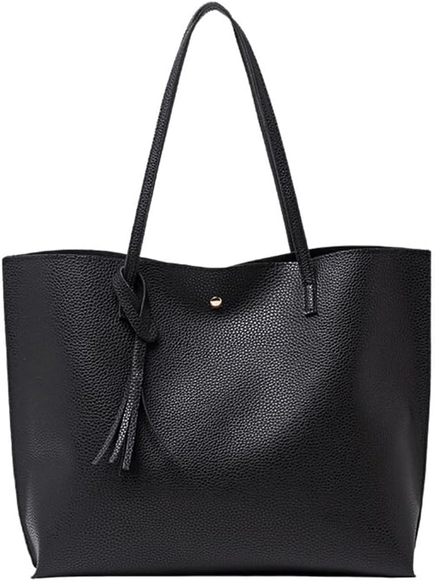YZDZSW Ladies Handbag, Black Tote Bag for Ladies, Handbags for Women Soft Leather Large Capacity Waterproof Modern Handbag for Work School Shopping Leisure