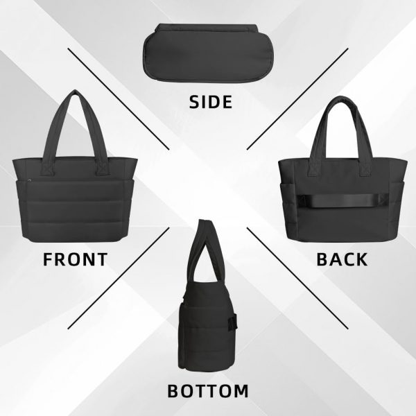 Aucuu Tote Bag for Women, Shoulder Bag, Lightweight Large Tote Bag, Puffer Handbag with Laptop Compartment, Large Capacity Shoulder Handbag with Plush Heart-shaped Pendant for Travel,School,Work - Image 7