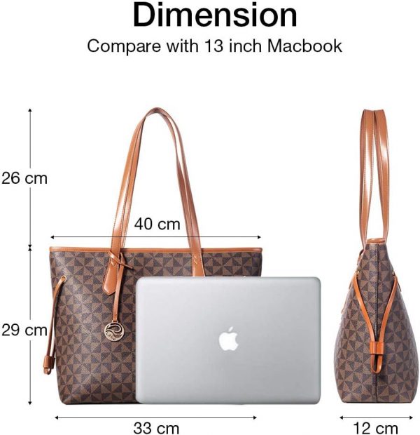 Lekesky Tote Bag for Women Stylish Handbag Faux Leather Shoulder Bag for Work School Dating, Brown - Image 3