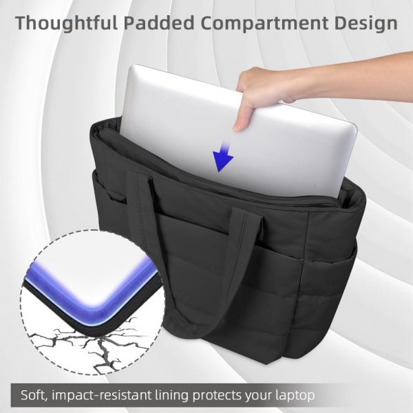 Aucuu Tote Bag for Women, Shoulder Bag, Lightweight Large Tote Bag, Puffer Handbag with Laptop Compartment, Large Capacity Shoulder Handbag with Plush Heart-shaped Pendant for Travel,School,Work - Image 6