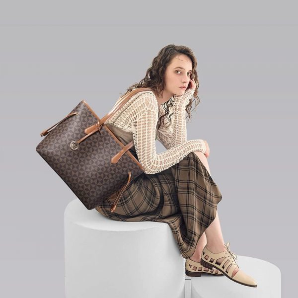 Lekesky Tote Bag for Women Stylish Handbag Faux Leather Shoulder Bag for Work School Dating, Brown - Image 5