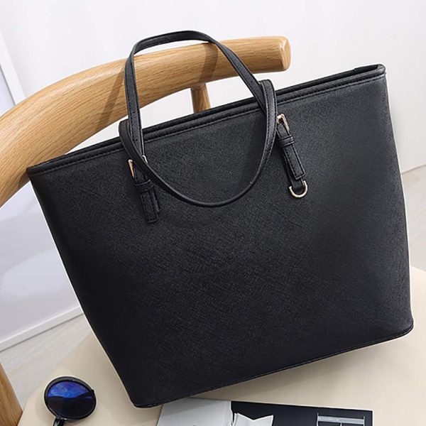 Women Tote Bag Black Handbag: Ladies Handbags Shoulder Bags Large Faux Leather Designer Top-Handle Purse with Zip Fashion Big Hand Compartments Shopper for School Work Casual, One Size - Image 4