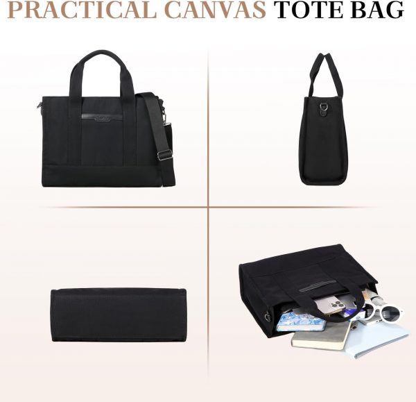 Chase Chic Canvas Tote Bag for Women, Multi Pockets Shoulder Crossbody Handbag Bag with Compartments for Work - Image 6