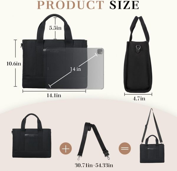 Chase Chic Canvas Tote Bag for Women, Multi Pockets Shoulder Crossbody Handbag Bag with Compartments for Work - Image 2