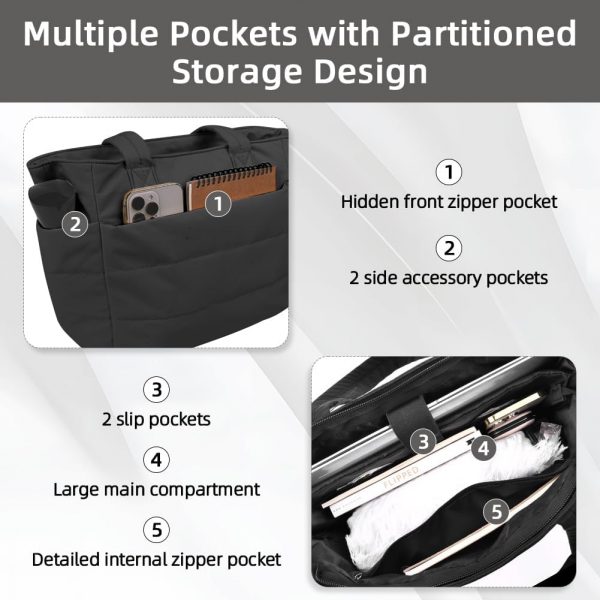Aucuu Tote Bag for Women, Shoulder Bag, Lightweight Large Tote Bag, Puffer Handbag with Laptop Compartment, Large Capacity Shoulder Handbag with Plush Heart-shaped Pendant for Travel,School,Work - Image 2