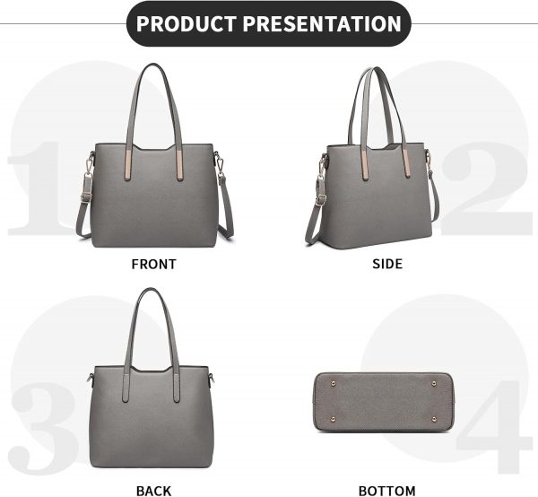 Miss Lulu Women’s Handbag Tote Bag Set, Faux Leather Shoulder Bag & Purse, 3 Piece Collection - Image 6