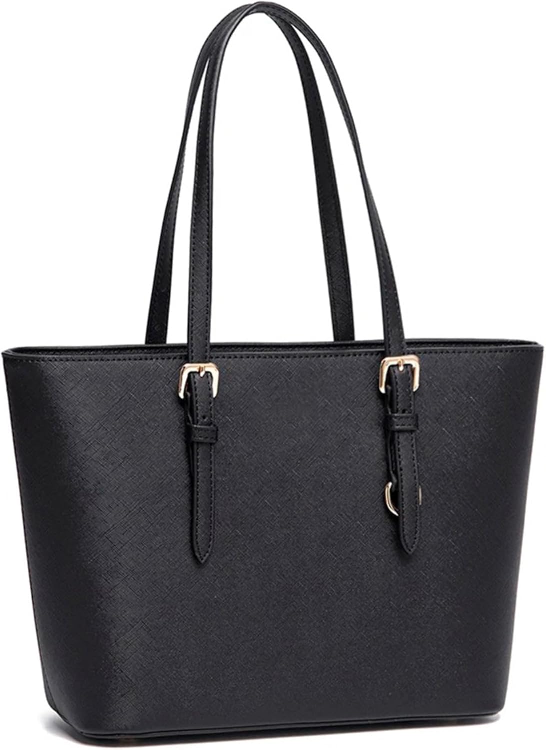 AOSSTA Womens Black Large Tote Bag for Laptop Travel Shoulder School Handbag Shoulder Bag with Zipper