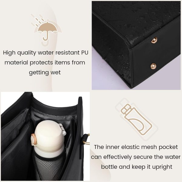 RAINSMORE Laptop Bags for Women 15.6 Inch Large Laptop Tote Bag PU Leather Ladies Laptop Handbag with Clutch Bag Water Resistant Work Bags for Business Office School Casual Black - Image 5