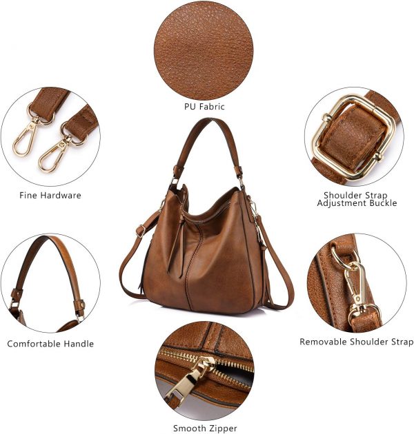 Realer Women Handbags Fashion Hobo Bags Faux Leather Long Strap Shoulder Bag Ladies Large Tote Bag Cross body Bag for Work Business School College Travel Brown - Image 4