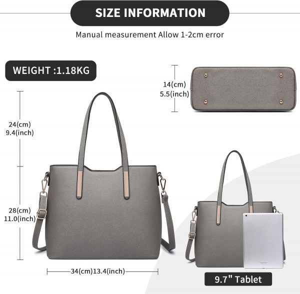 Miss Lulu Women’s Handbag Tote Bag Set, Faux Leather Shoulder Bag & Purse, 3 Piece Collection - Image 3