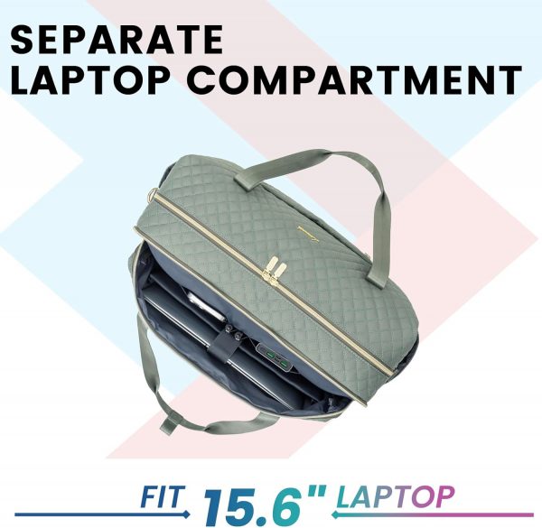 LOVEVOOK Travel Bag for Women, Weekend Overnight Duffle Bags with Cosmetic Bag, Large Waterproof Ladies Holdall for Hospital Maternity, Carry On Flight Womens, Green - Image 2