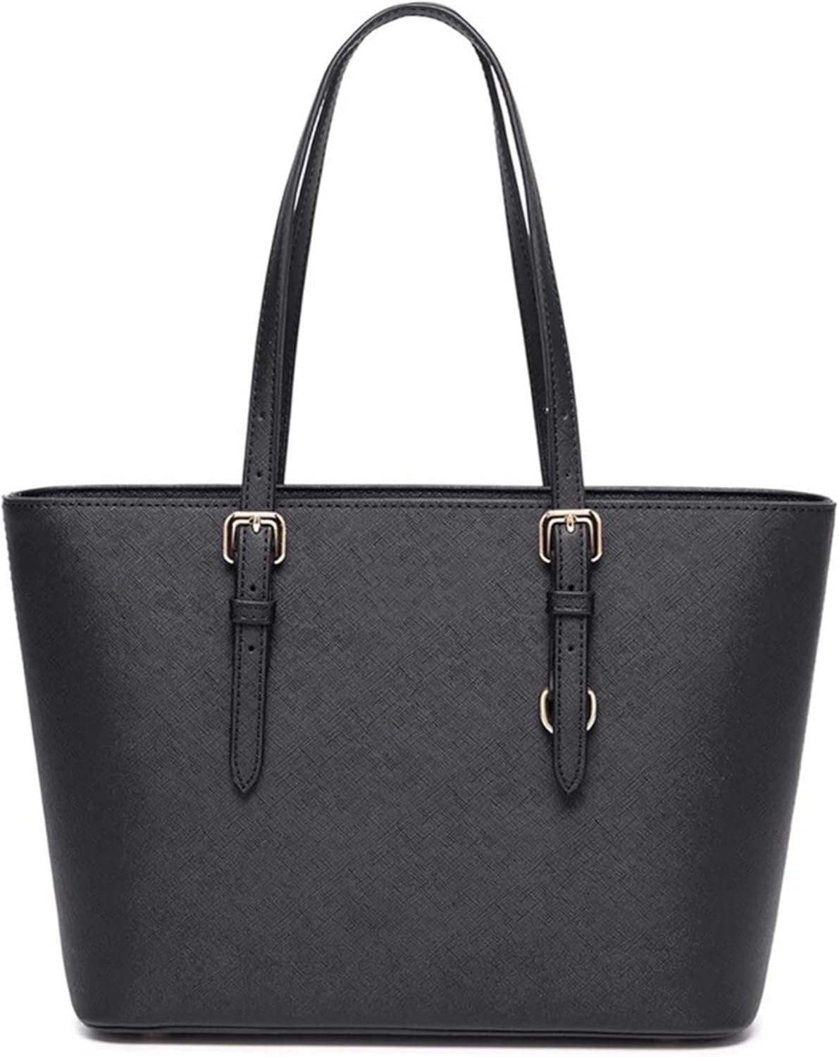 AOSSTA Womens Black Large Tote Bag for Laptop Travel Shoulder School Handbag Shoulder Bag with Zipper - Image 3