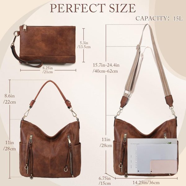 Chase Chic Hobo Bag for Women, PU Ladies Purse Handbags Trendy Crossbody Shoulder Bucket Bag for Work,Travel - Image 4