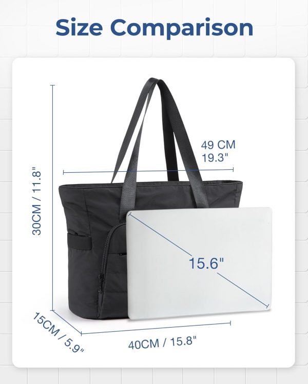 bagsmart Women's Handbag, Lightweight Large Tote Bag, Zippered Handbag and Shoulder Bag, Comes with Yoga Mat Strap, Quilted Shoulder Bag Handbag for Travel, Work, Gym - Image 6