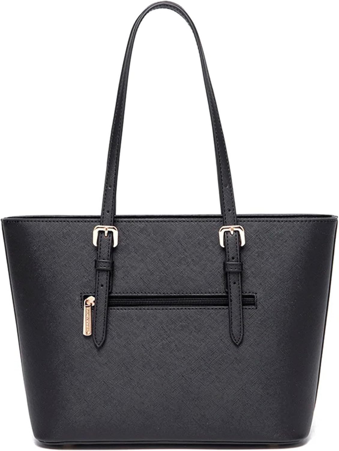 AOSSTA Womens Black Large Tote Bag for Laptop Travel Shoulder School Handbag Shoulder Bag with Zipper - Image 6