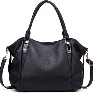 Miss Lulu Women Tote Bag, Soft PU Leather Shoulder Bag, Fashion Large Handbag for Working Ladies, Simple Elegant for Office Travel School Library Shopping