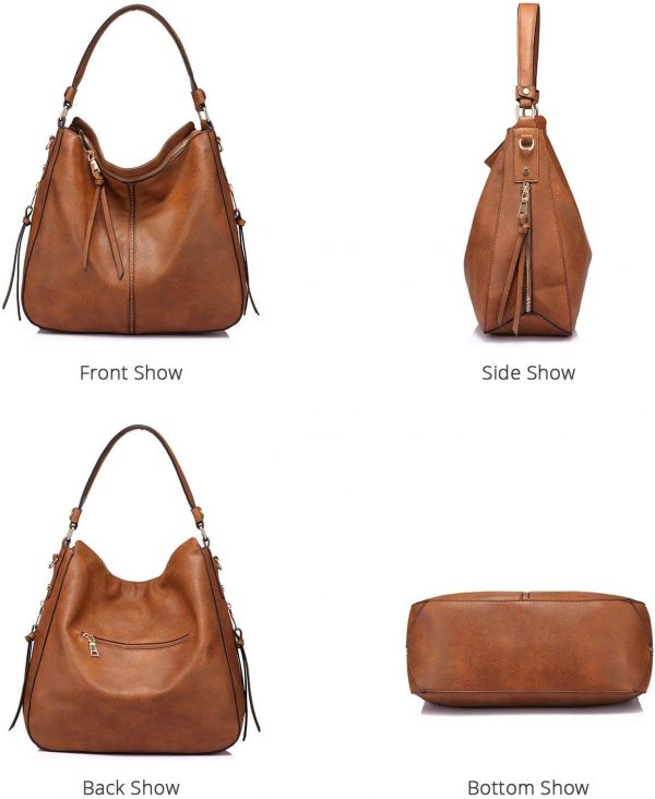 Realer Women Handbags Fashion Hobo Bags Faux Leather Long Strap Shoulder Bag Ladies Large Tote Bag Cross body Bag for Work Business School College Travel Brown - Image 7