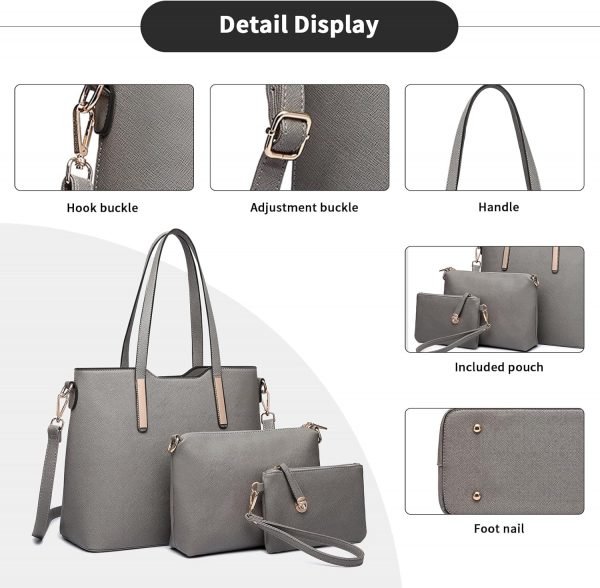 Miss Lulu Women’s Handbag Tote Bag Set, Faux Leather Shoulder Bag & Purse, 3 Piece Collection - Image 4