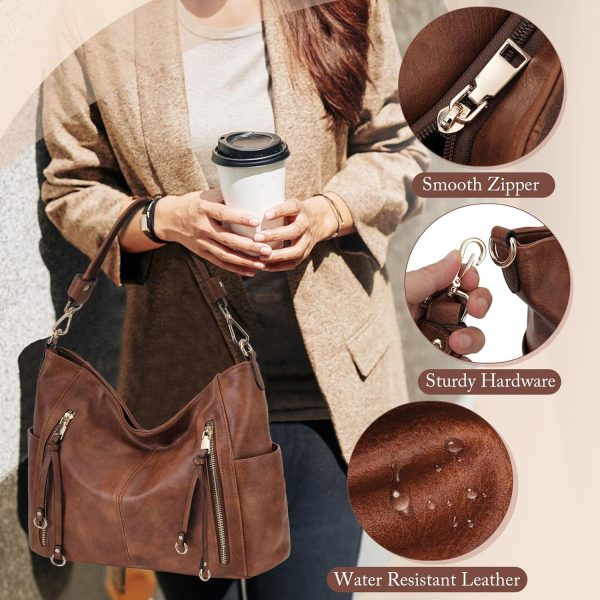 Chase Chic Hobo Bag for Women, PU Ladies Purse Handbags Trendy Crossbody Shoulder Bucket Bag for Work,Travel - Image 6