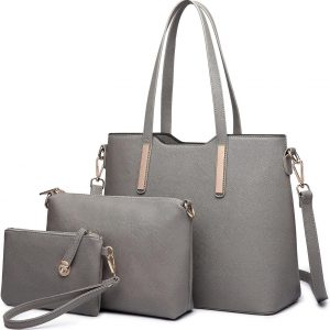 Miss Lulu Women’s Handbag Tote Bag Set, Faux Leather Shoulder Bag & Purse, 3 Piece Collection