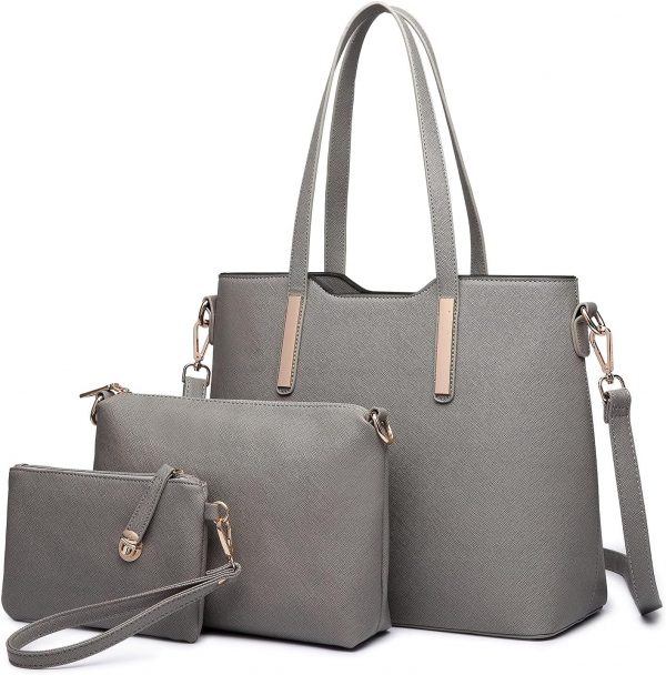 Miss Lulu Women’s Handbag Tote Bag Set, Faux Leather Shoulder Bag & Purse, 3 Piece Collection