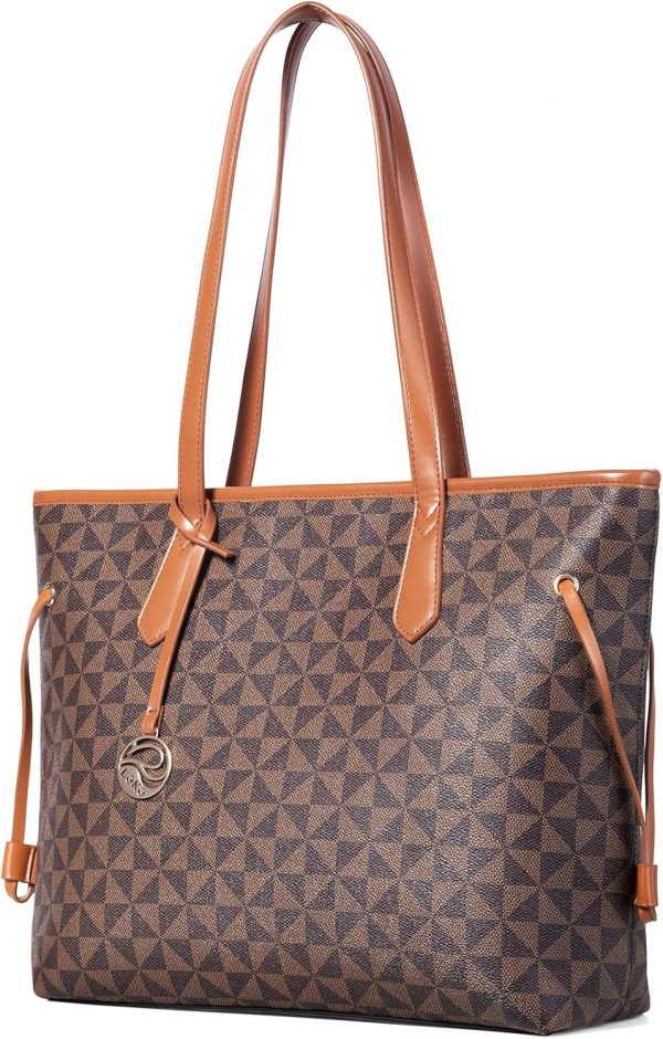 Lekesky Tote Bag for Women Stylish Handbag Faux Leather Shoulder Bag for Work School Dating, Brown - Image 2