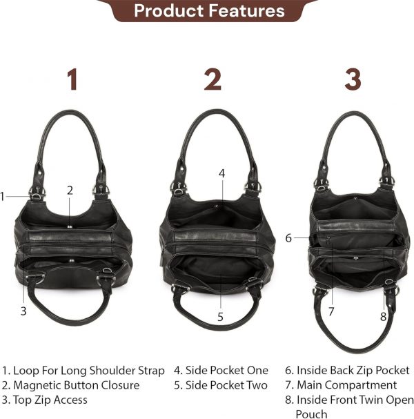 Mabel London Shoulder Bag for Women – Faux Leather Lightweight Crossbody Handbag – Vegan Everyday Handbag with Zipped Compartments – Ideal for Work, Travel & Casual Outfits - Image 4